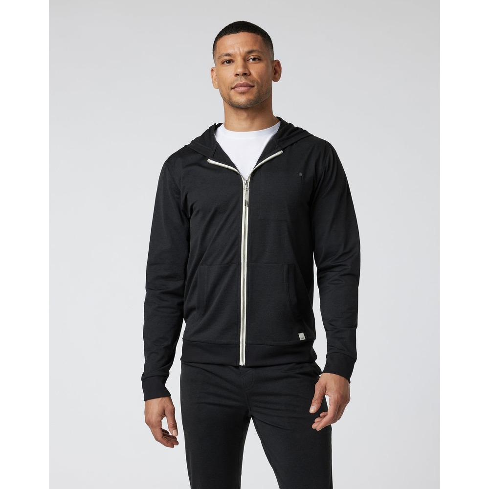 Vuori Coronado Full Zip Hoodie Black Heather DreamKnit Mens L